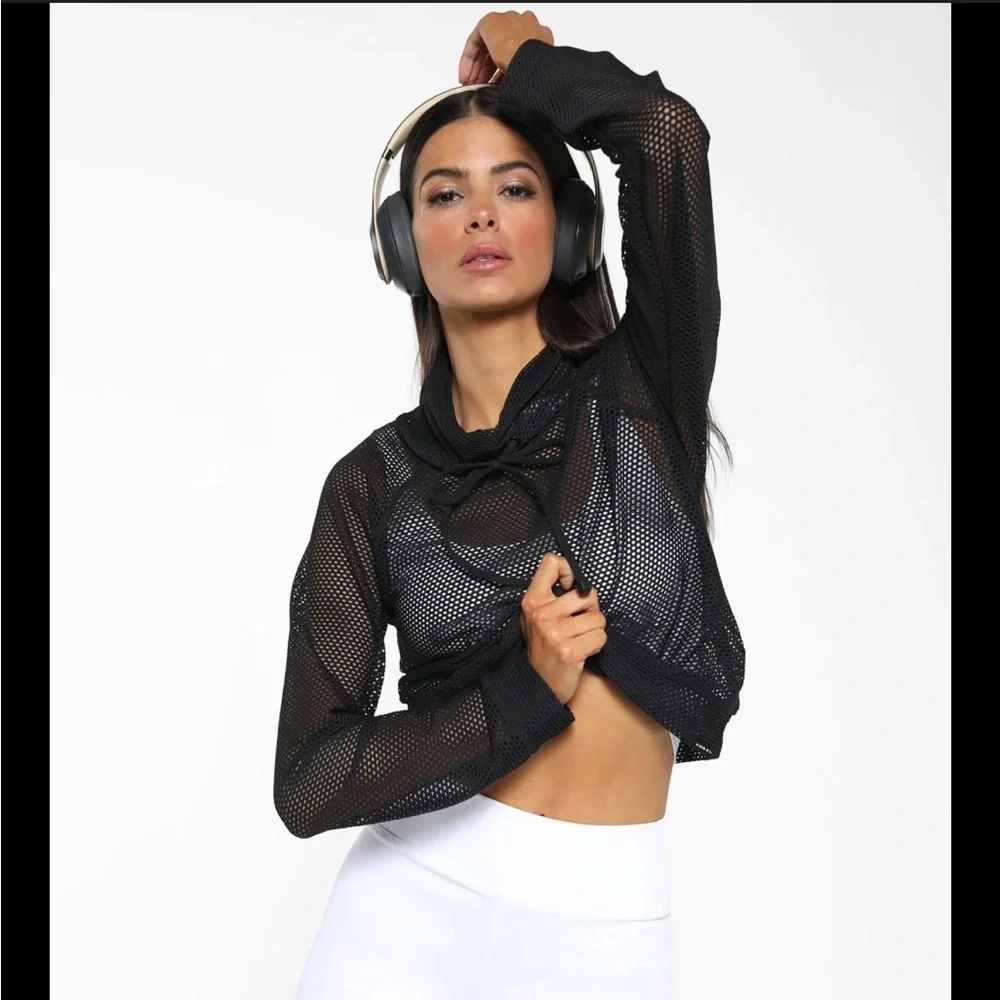 Koral Pump Black Net‎ Mesh Sweatshirt Pullover Womens Size M Athleisure